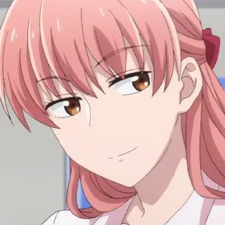 🎀 35e6fe87 anime girl, pink hair, smirking, character, portrait telegram sticker