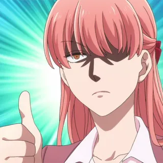 🎀 3da7d315 anime, girl, thumbs up, pink hair, cartoon, character telegram sticker