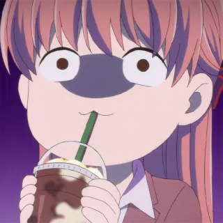 🎀 4765313b anime, girl, drinking, beverage, cute, manga telegram sticker