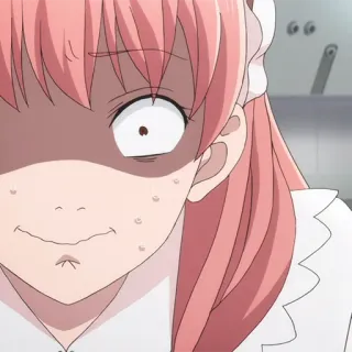 🎀 77c65557 anime, girl, pink hair, maid telegram sticker