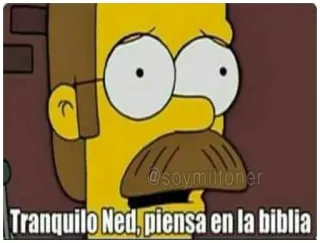 😧 b170518d Ned Flanders The Simpsons Tranquilo Ned, piensa en la biblia 네드 플랜더스, 심슨 가족, 성경, 침착, 생각 telegram sticker