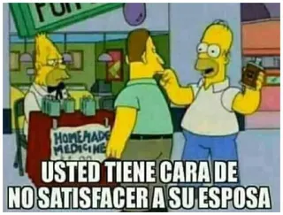 👉 b3243a73 Homer Simpson The Simpsons USTED TIENE CARA DE NO SATISFACER A SU ESPOSA 심슨 가족, 호머 심슨, 스페인어, 웃긴, 밈, 만화 telegram sticker