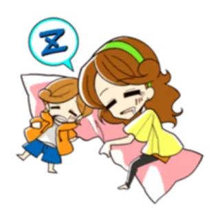 😴 a37a0786 Z 眠い, 疲れた, ママ, 子供, アニメ telegram sticker