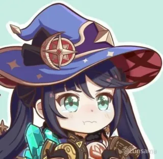 😭 d51b956b Mona Genshin Impact อนิเมะ, เก็นชิน อิมแพ็ค, โมน่า, น่ารัก, สติกเกอร์, ตัวละครวิดีโอเกม, ศิลปะดิจิทัล telegram sticker