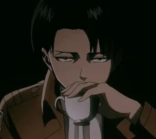 ☠️ f818e930 Levi Ackerman Attack on Titan Anime, Attack on Titan, Levi, Levi Ackerman, Đội trưởng Levi, Uống, Cà phê, Trà telegram sticker