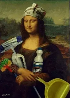 😩 18660eee Mona Lisa CLOROX Mona Lisa, Clorox, pembersihan, parodi, seni, humor whatsapp sticker