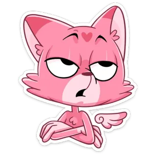 😐 00f22cd3 cartoon cat, winged cat, pink cat, character, animal, cute telegram sticker