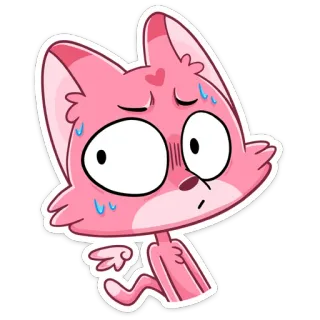 😅 1660526d cartoon, sticker, pink, cat, worried, cute telegram sticker