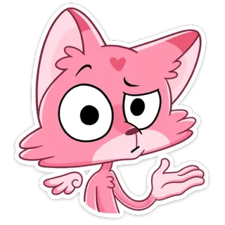 🤨 21fa0b80 cat, cartoon, sticker, pink, animal telegram sticker