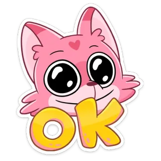 👌 22e1679a OK ok, approve, agreement, cute, pink, cat telegram sticker