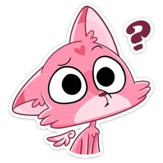 ❓ 79c57c9a cat, pink, question mark, cartoon, cute, confused, sticker telegram sticker