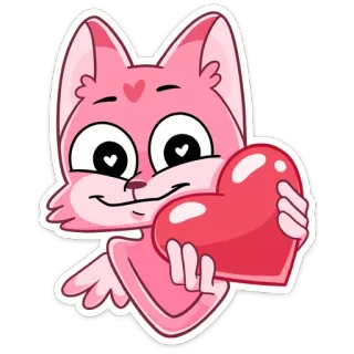❤️ a5537e7e cat, heart, love, pink, animal, cute, cartoon telegram sticker