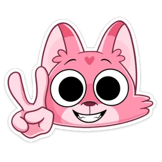✌️ e578e125 sticker, cartoon, peace, animal, cat, cute telegram sticker