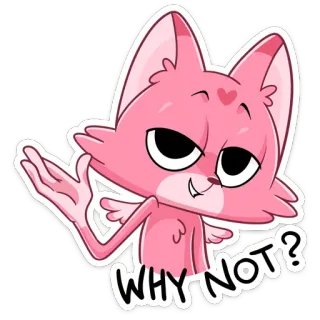 🤷♀️ f8d9dd28 WHY NOT? pink, cat, cartoon, question, why not, animal telegram sticker