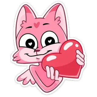❤️ b9624d28 고양이, 하트, 분홍색, 만화, 동물, 사랑, 귀여운 telegram sticker