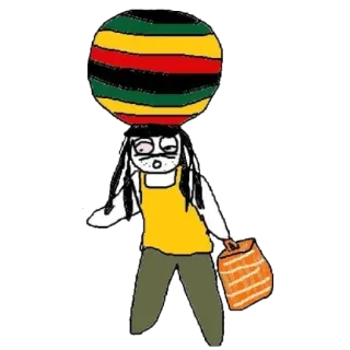 🚬 babc383e cartoon, person, hat, carrying, bag, rasta colors telegram sticker