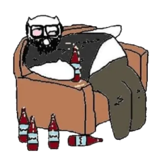 🍺 e2cc6387 drunk, alcohol, beer, cartoon, man, couch telegram sticker