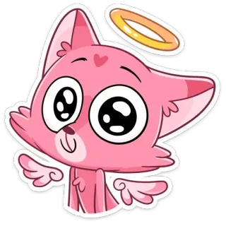 😇 b1601bf7 mèo, thiên thần, dễ thương, nhãn dán, hoạt hình telegram sticker