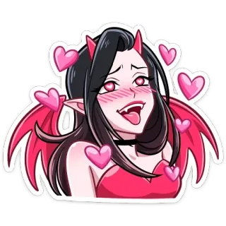 😍 f9e2486e quỷ, ác quỷ, nữ, anime, trái tim, dễ thương telegram sticker