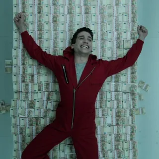 💸 098fc79d Money Heist dinero, atraco, celebración, billetes, efectivo, éxito telegram sticker