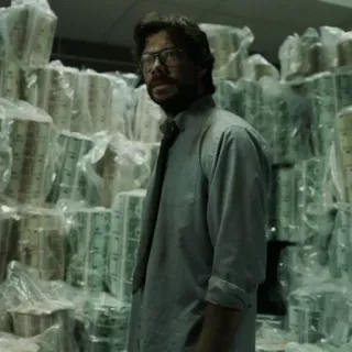😕 6ced95f1 The Professor Money Heist la casa de papel, el profesor, atraco, crimen, netflix, serie telegram sticker