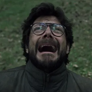 😭 8a170e43 The Professor Money Heist La Casa de Papel, El Profesor, Netflix, llorando, triste telegram sticker