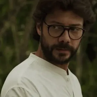 🏦 af103782 Professor Money Heist phi vụ triệu đô, giáo sư, Álvaro Morte, netflix, phim bộ, vụ cướp, mọt sách telegram sticker