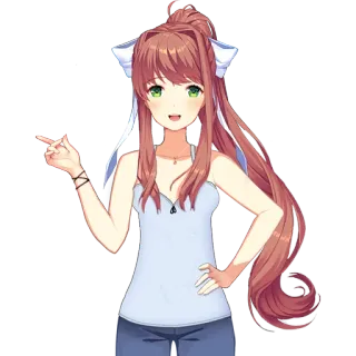😛 6a6dc373 Monika Doki Doki Literature Club! anime, ragazza, carina, Monika, Doki Doki Literature Club, personaggio, che indica telegram sticker