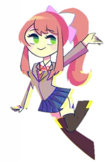 💚 467edb1e Monika Doki Doki Literature Club! Anime, Desenho animado, Garota, Uniforme escolar, Monika, Doki Doki Literature Club telegram sticker