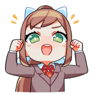 😉 e10643eb Monika Doki Doki Literature Club! Anime, Kawaii, Carino, Orecchie da gatto, Incoraggiamento telegram sticker