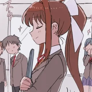 📄 0be7f903 Monika Doki Doki Literature Club Anime, Mädchen, Schule, Uniform, Waffe telegram sticker