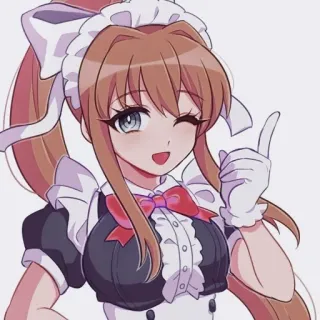 📄 b0653397 Monika Doki Doki Literature Club Anime, Maid, Mädchen, Süß, Zwinkern, Schleife telegram sticker