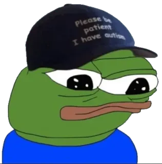 😔 e2b2480b Pepe the Frog Please be patient I have autism Pepe, rana, autismo, meme, cultura internet, paziente, cartone animato telegram sticker