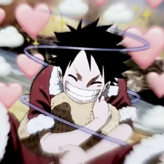 🍖 62a8e297 Luffy One Piece อนิเมะ, วันพีซ, ลูฟี่, มังกี้ ดี. ลูฟี่, การ์ตูน, หัวใจ, น่ารัก whatsapp sticker