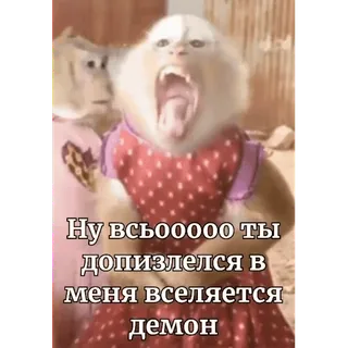 🐵 28797b3b Ну всьооооо ты
допизлелся в
меня вселяется
демон scimmia, meme, divertente, animale, russo, testo, demone telegram sticker