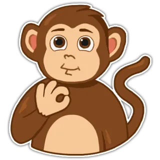 👌 8e9d3e4d scimmia, ok, cartone animato, animale, gesto telegram sticker