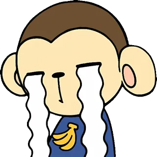 😢 388f010a 猴子, 哭泣, 伤心, 香蕉, 卡通, 动物 telegram sticker
