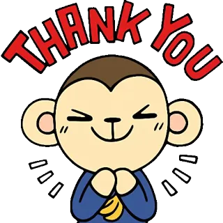 🙏 5101cc50 Thank You 猴子, 谢谢, 卡通, 可爱, 感谢 telegram sticker