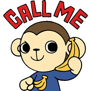 📞 f78c8bdd CALL ME 猴子, 香蕉, 动物, 卡通, 呼叫 telegram sticker