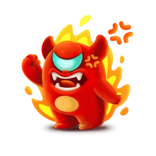 😡 9664d217 enfadado, diablo, monstruo, dibujo animado, llama, rojo, personaje whatsapp sticker