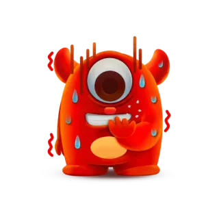 😱 d56b6662 monstruo, cíclope, rojo, sudor, preocupado, dibujos animados, personaje whatsapp sticker