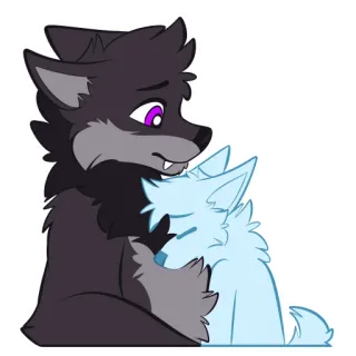 😣 0218aac5 หมาป่า, ฝูงหมาป่า, มานุษยรูปนิยม, เฟอร์รี่, กอด, ความรัก, เอาใจใส่ telegram sticker