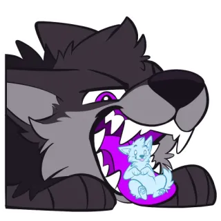 🦷 96da10ba หมาป่า, เฟอร์รี่, การ์ตูน, เขี้ยว, สัตว์, แฟนตาซี telegram sticker
