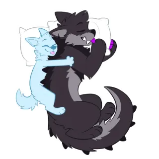 🥄 b180cac5 การ์ตูน, หมาป่า, สัตว์, นอนหลับ, หมอน telegram sticker