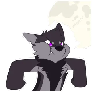 🌕 ca8a329c MOON หมาป่า, เฟอร์รี่, การ์ตูน, สัตว์ telegram sticker
