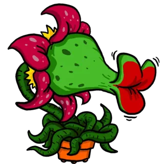 💋 74cd1f62 tanaman, bunga, tanaman karnivora, pot, kartun telegram sticker