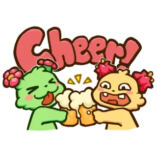 😊 1466a47b Cheers! cin cin, festa, bere, birra, brindisi, amici, cartoni animati whatsapp sticker