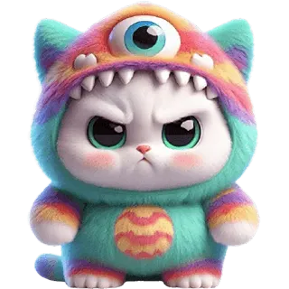 😤 13a2f05a 猫, モンスター, かわいい, もふもふ, 漫画, カラフル, 隻眼, 動物 telegram sticker