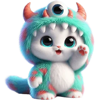 👋 192d1709 かわいい, モンスター, 猫, 動物, 漫画, ふわふわ, 毛むくじゃら telegram sticker