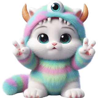 ✌️ 39c6a727 猫, 子猫, モンスター, かわいい, 漫画, 動物, 毛皮, 愛らしい telegram sticker